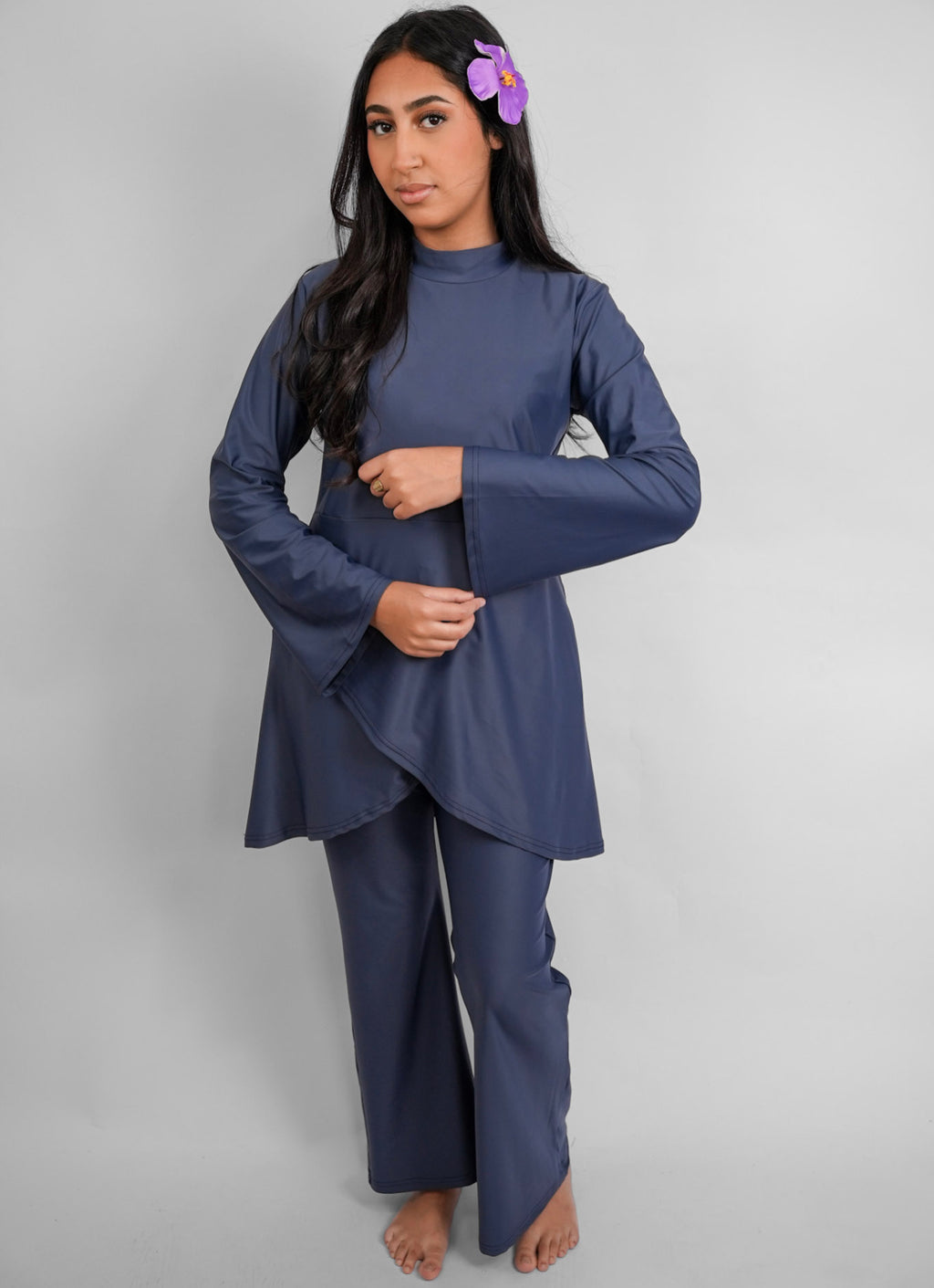 Burkini bleu satiné