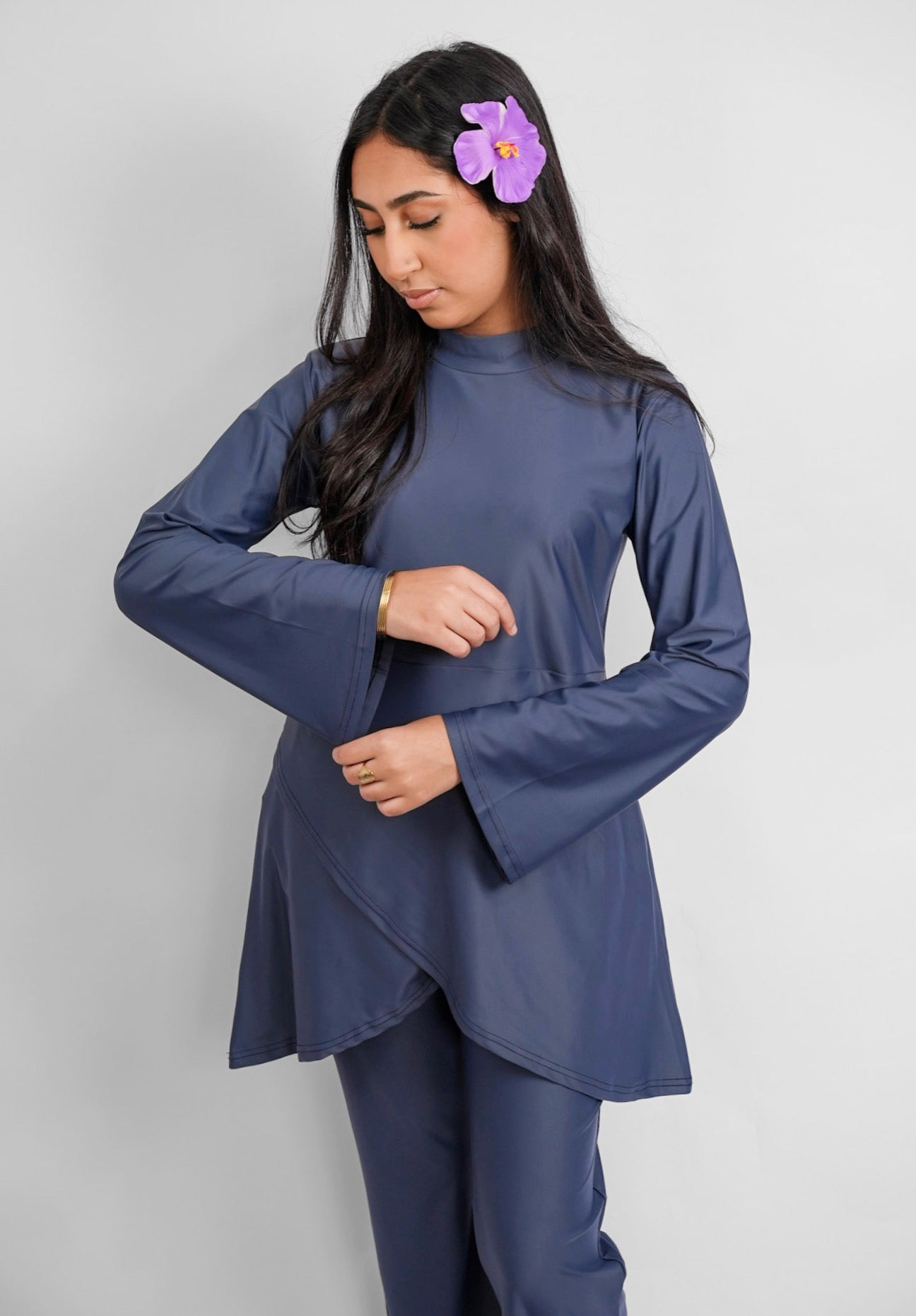 Burkini bleu satiné