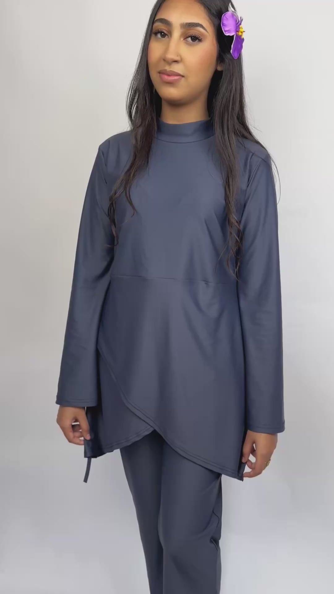 Burkini bleu satiné